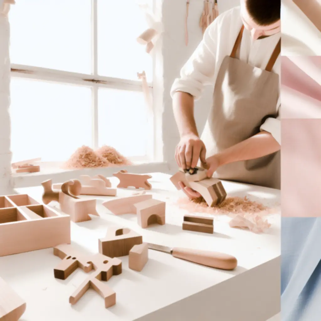 Rzemieślnik w trakcie ręcznego wykonywania drewnianej zabawki