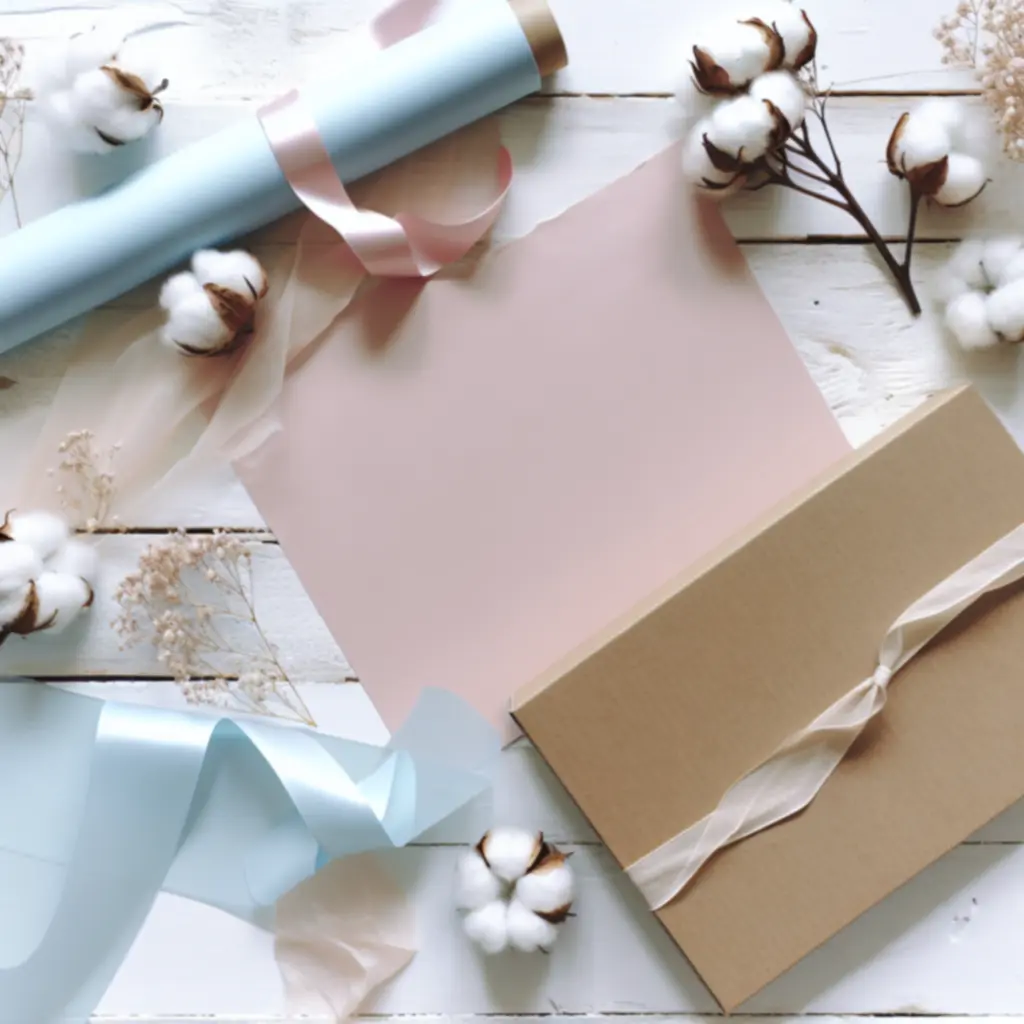 Eleganckie pakowanie prezentowe w odcieniach pudrowego różu i błękitu