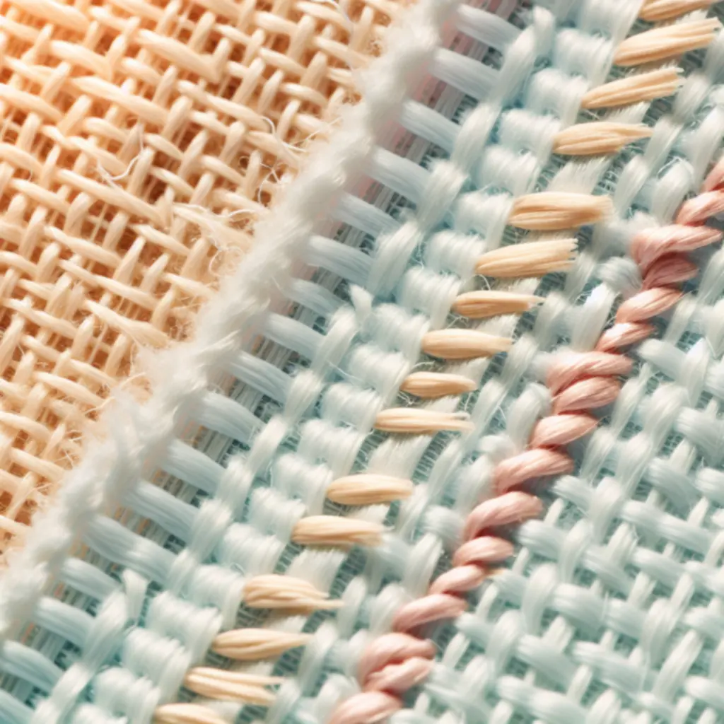 Detal certyfikowanej tkaniny organicznej z oznaczeniem jakości