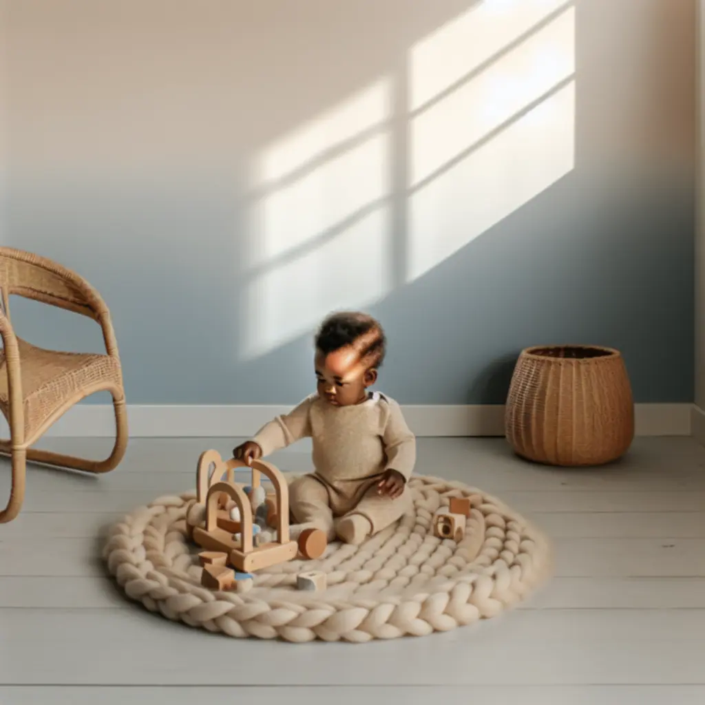 Bezpieczne środowisko zabawy dla niemowląt z naturalnymi materiałami